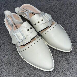 KELSI DAGGER BROOKLYN ALEX SLINGBACK LOAFER FLATS - EGGSHELL - STUDS - EUC - 8